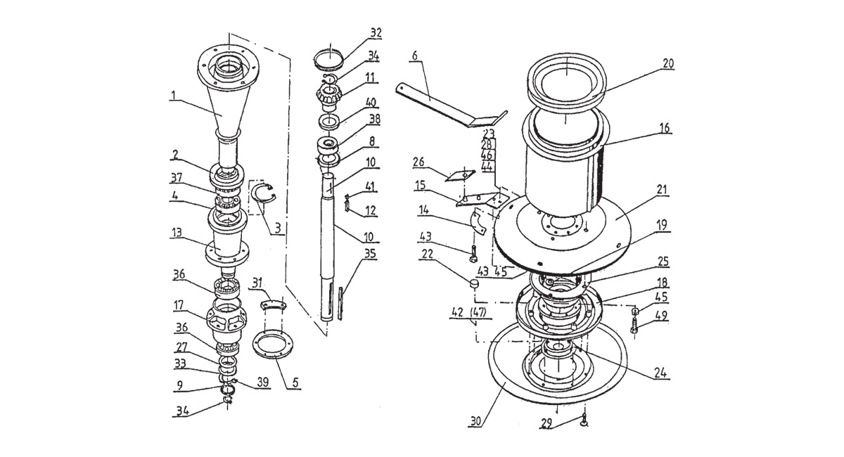 figure K2. Cutting unit and bearing arrangements